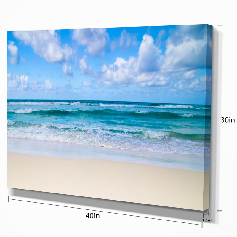 Serene Blue Tropical Beach - Photographie sur toile tendue, H 30 po x l 40 po x P 1,5 po, Toile tendue