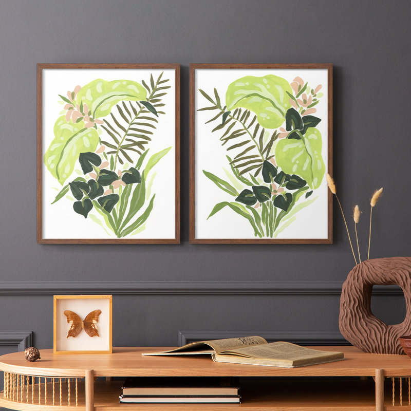 «Lime Leaf Medley I», reproduction encadrée de qualité supérieure - prête à être accrochée - aucun clou requis - aucun clou requis