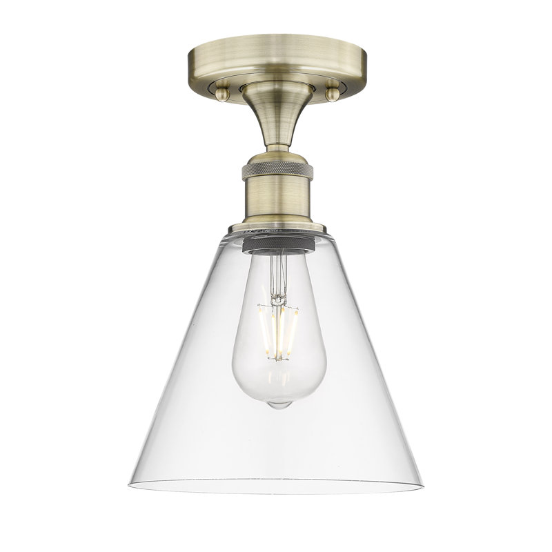 Stabler Glass Semi Flush Mount, Clear, Antique Brass