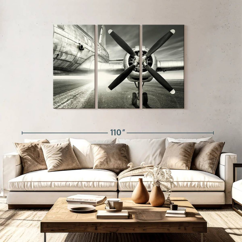 Mehar Black And White Propeller, 48" H x 74" W