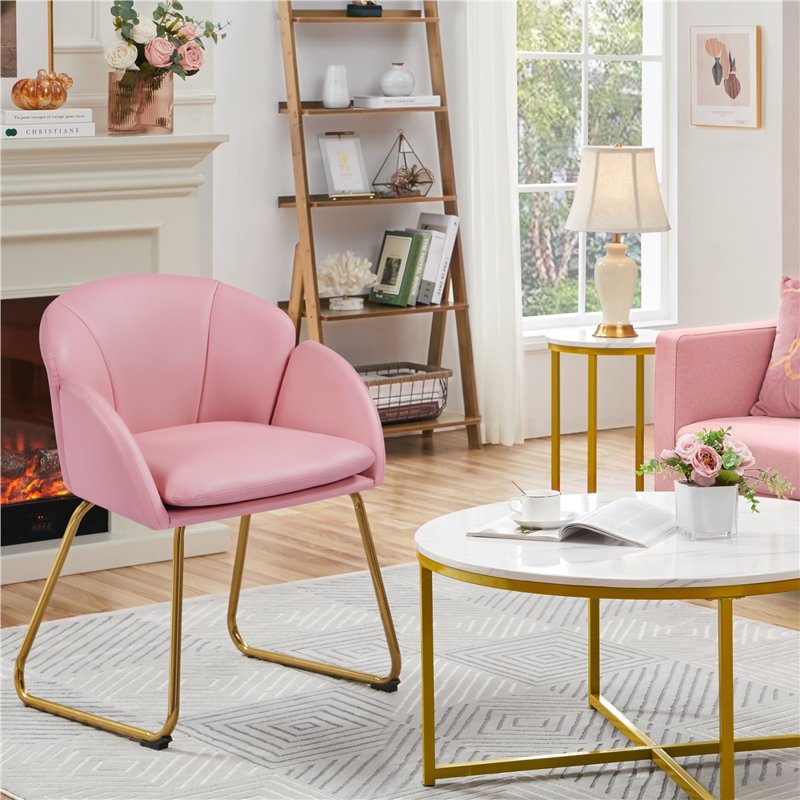 Fitchburg 20'' H Upholstered Metal Dining Chair, Rose
