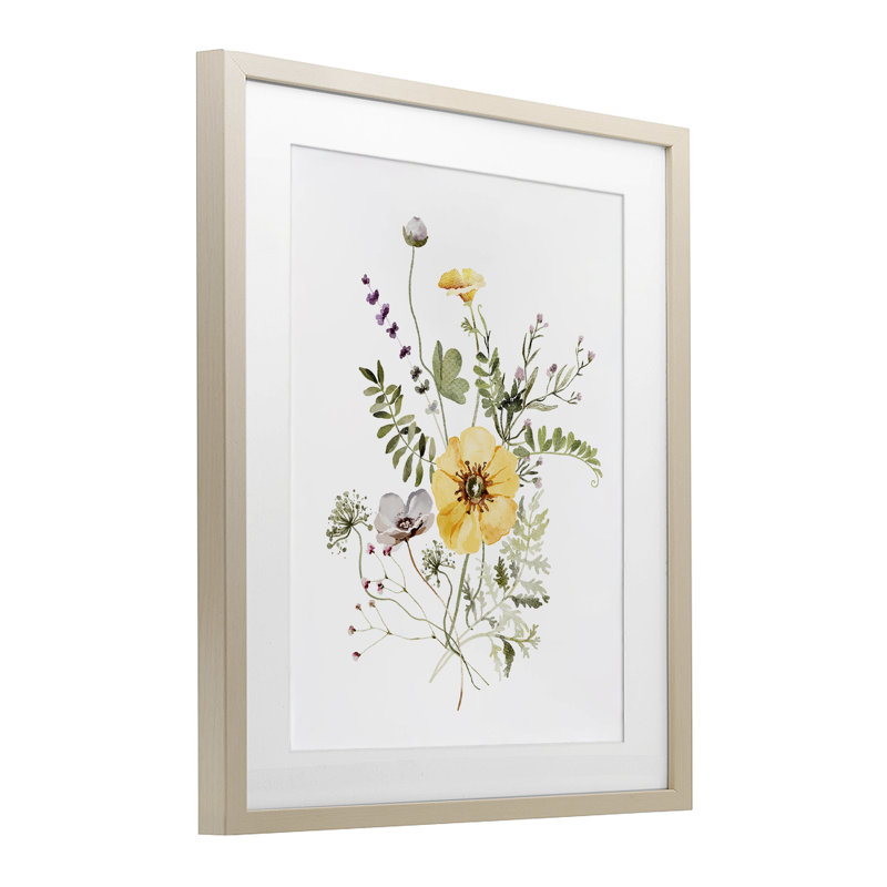«Gardening Herb Blooms», reproduction encadrée sous verre, signée lettrée et doublée, Cadre de récolte en pin