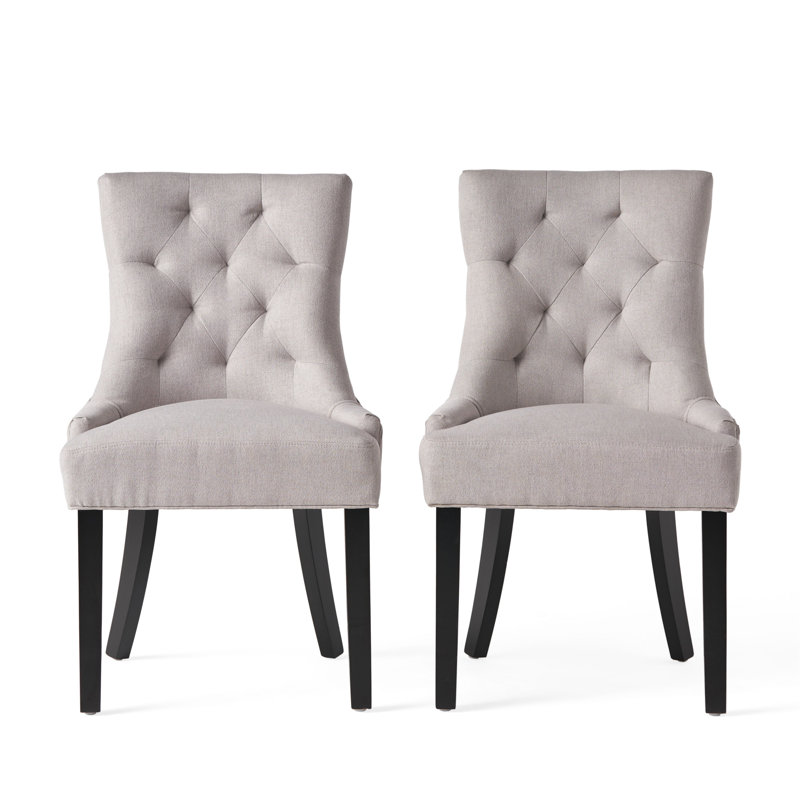 Chaises de salle à manger rembourrées Modern, Tissu à tressage panier gris clair, 2