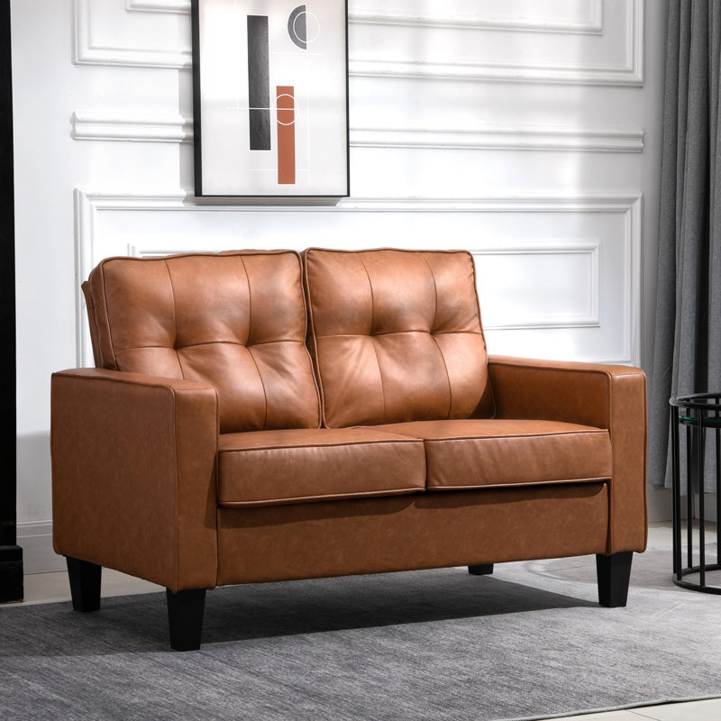 Accoudoir brun de 51,5 po de largeur, cuir pu 2 pour un look moderne avec accoudoirs, décoration charmante