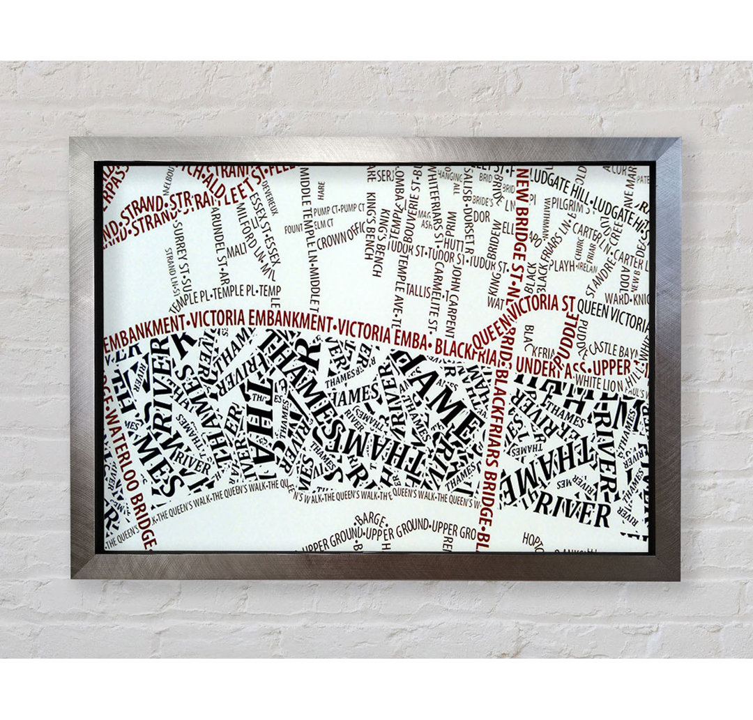 London River Thames Map - Einzelner Bilderrahmen Kunstdrucke