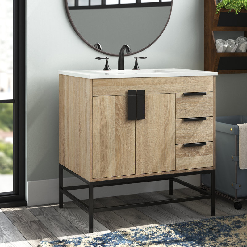 Eugene 32'' Single Bathroom Vanity with Top, Mango Wood