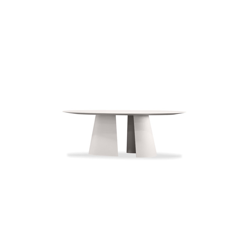 Tumuli 87" MAS Epoxy Oval Outdoor Dining Table, Tapioca