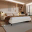 Lit tapissier Chic Boucle avec lumières et tablettes intégrées, très grand