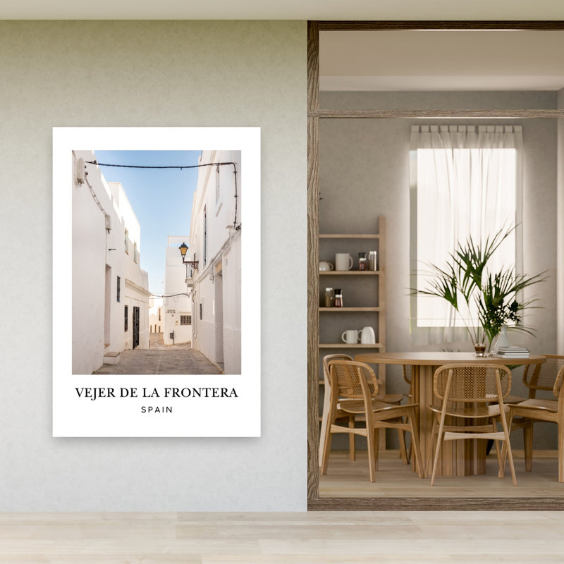 Vejer De La Frontera Spain Travel Poster Contemporary Architecture City Wall Art Print 1 Piece Wrapped Canvas Wall Art