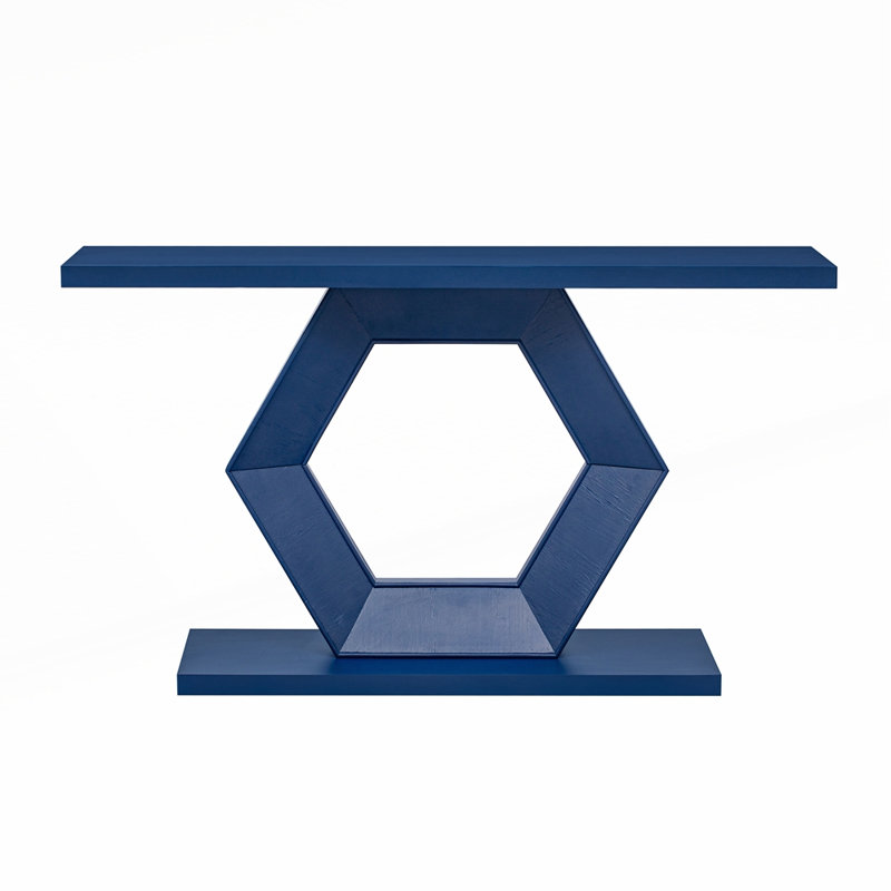Table d'entrée moderne avec structure à pieds hexagonaux creux, Bleu marine
