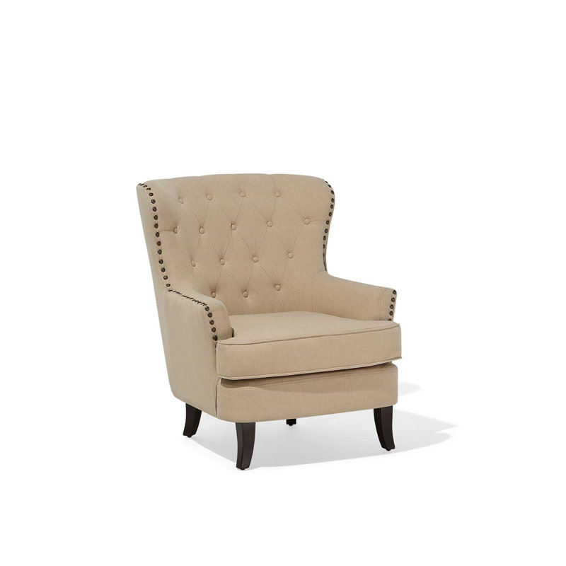 Crumpton Upholstered Wingback Chair, Beige