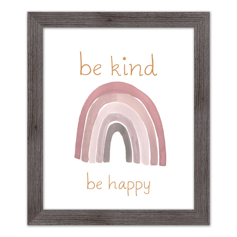 «Be Kind Happy», art encadré, H 24 po x l 20 po x P 0,75 po, Cadre gris