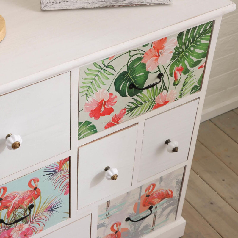 Aagat Fully Assembled 7 Drawer Floral Chest of Drawers Storage Unit