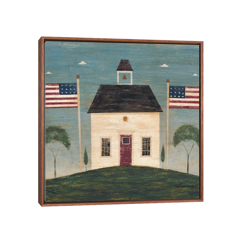 School House - Framed Wall Art Print, Brown, 26" H x 26" W, Framed Print without Mat