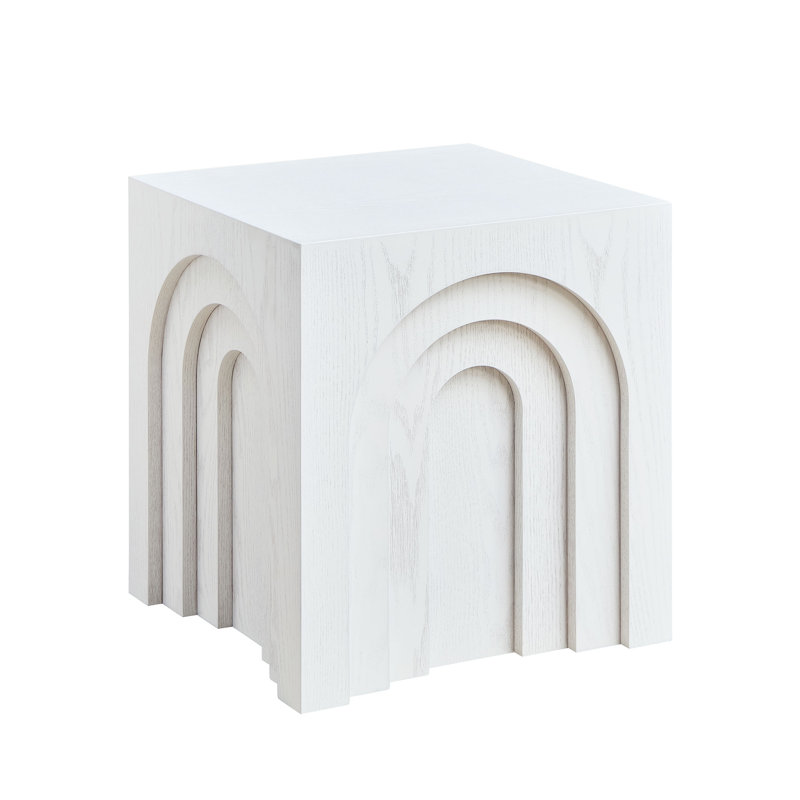 Petite table d'appoint carrée 15,74 po, Blanc