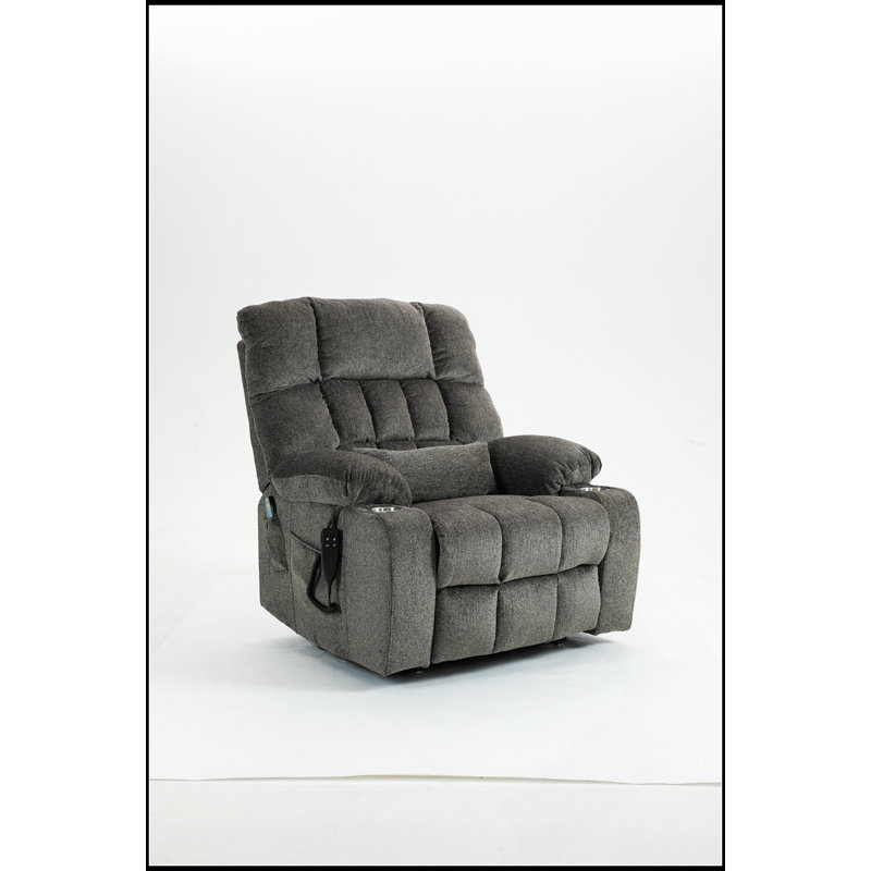 Oversized Lift Chair For Big And Tall With High-Density Foam, Heat, Massage, Pockets, And Cup Holders, OKIN Motor, Dark Brown