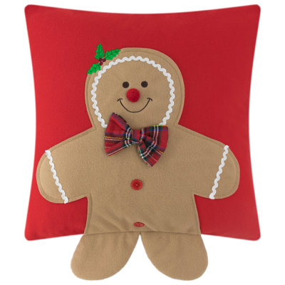 Gingerbread Man Wool Blend Pillow Cover