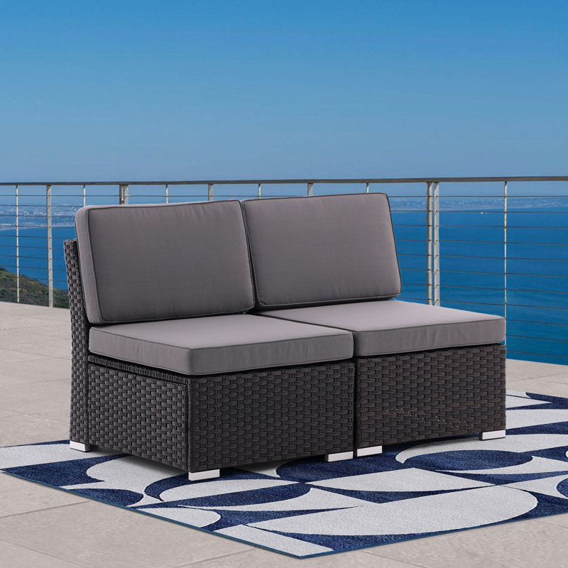 Brodyn Wicker Outdoor Armless Lounge Chair, Taupe