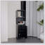 Grande armoire de rangement en bambou haute en lin noir, parfaite pour organiser et maximiser l'espace dans les salles de bain, les chambres et les salons.