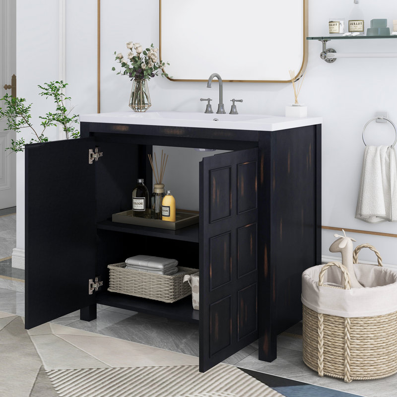 Sevy 18'' Free Standing Single Bathroom Vanity with Resin Top