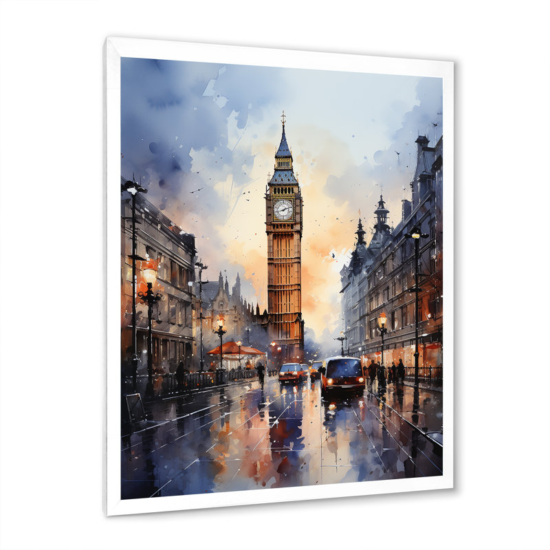 Angleterre, paysage urbain, paysage urbain, V, paysage urbain, salon, L 12 po x H 20 po, Cadre photo blanc