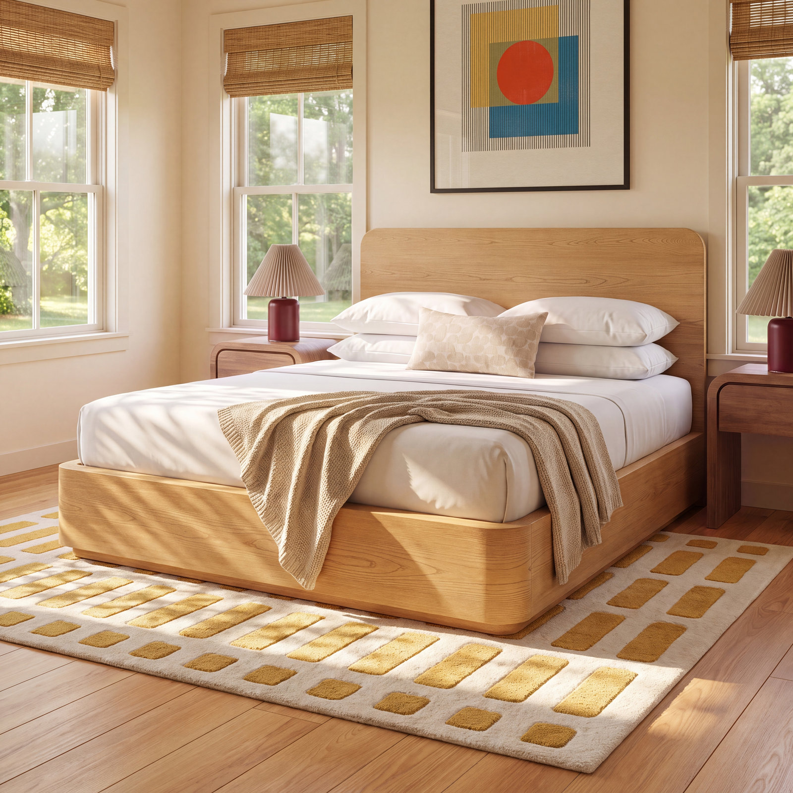 Nori Solid Wood Platform Bed, Timber, King