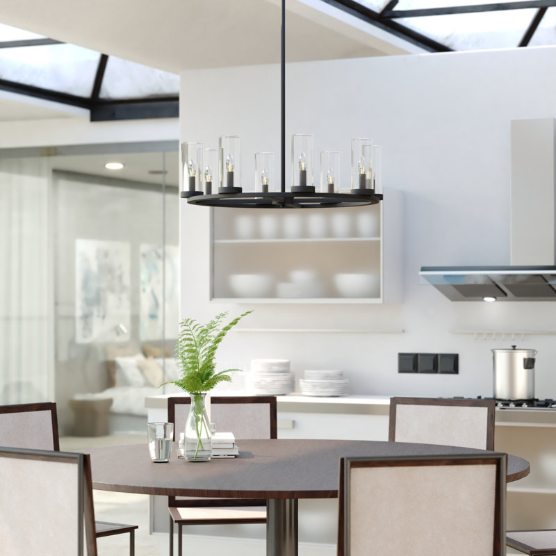 Antwion Light Wagon Wheel Chandelier, 17.25" H x 30" W x 30" D, 8 Lights