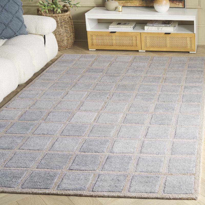 Pierre 102 Hand Tufted Pet/Cotton Geometric Indoor Use Only Rug in Beige/Gray, Rectangle 5' x 8'