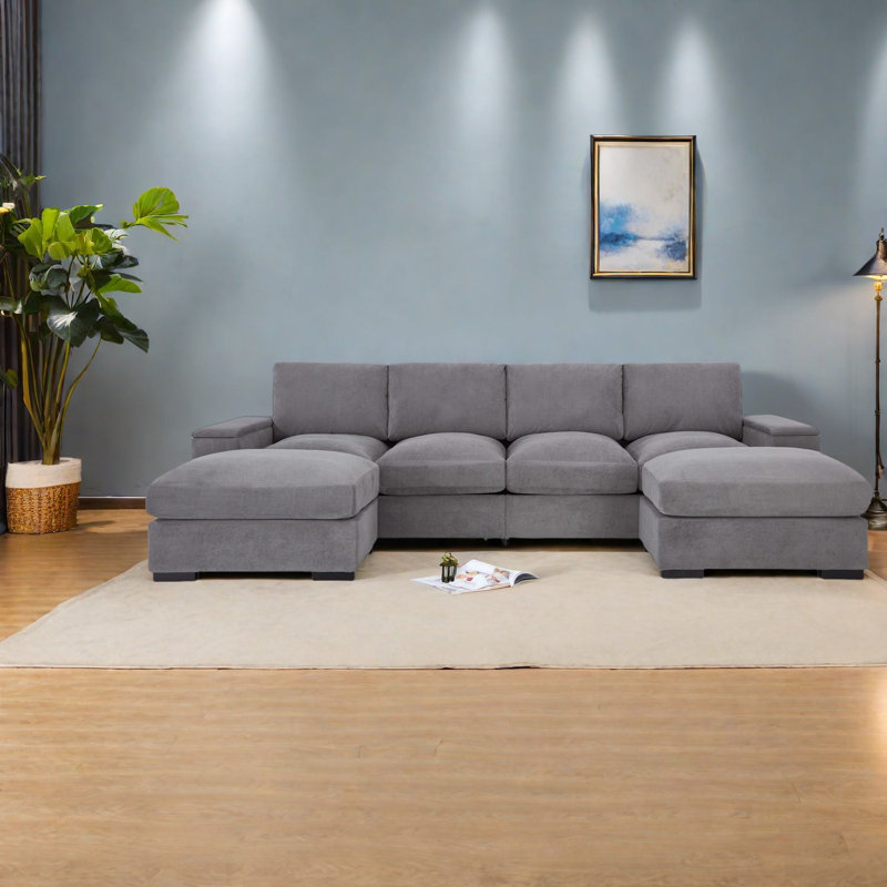 Canapés modulaires avec rangement, polyester gris 122 po, salon moderne