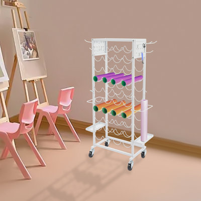 Chariot porte-rouleau mobile en vinyle 40 compartiments