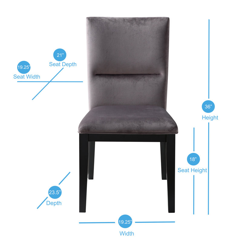 Bourland 35.75'' H Upholstered Side Chair, Gray Velvet, Black