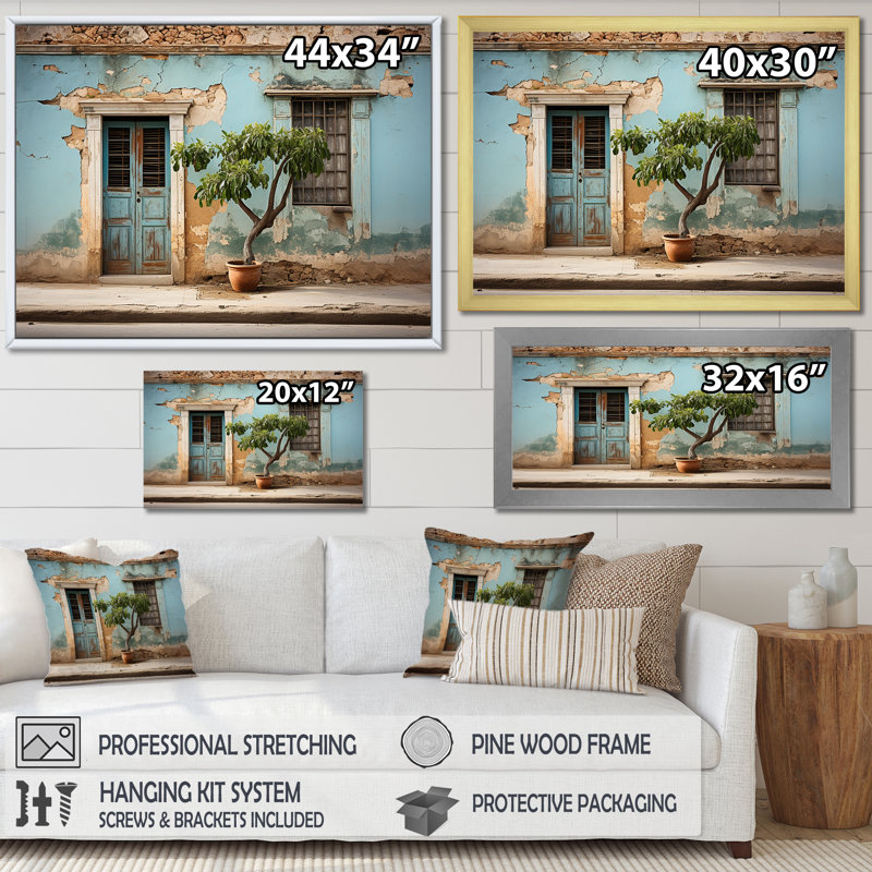 " Cuba Tranquily Retreat I ", 30" H x 40" W x 1.5" D, White Floater Framed