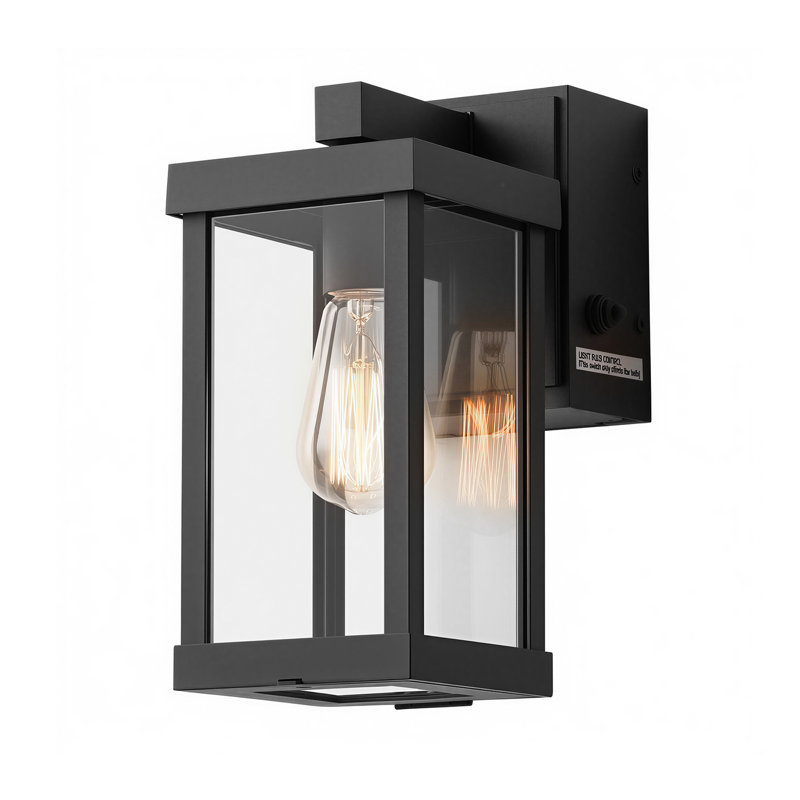 Classic Outdoor Wall Sconce with Built-in GFCI Outlet 1 Light, Matte Black, 11.1" H x 4.82" W x 8.27" D