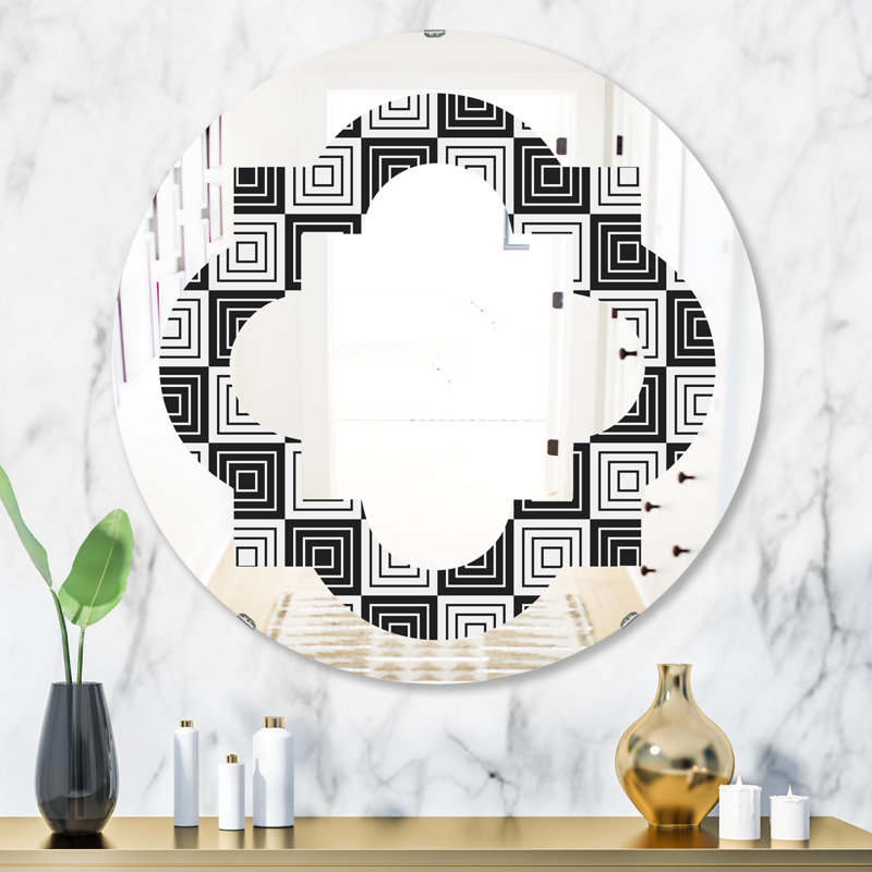 Miroir mural quadrilobe éclectique sans cadre, 23,6 po x 23,6 po