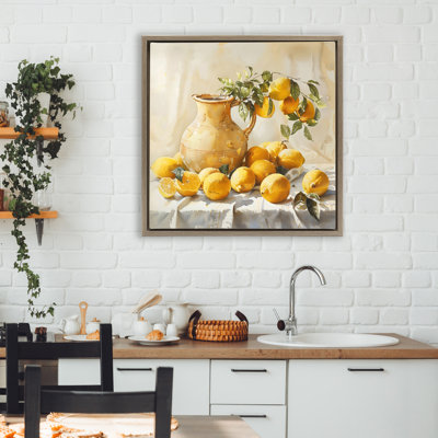Cadre flottant rétro citrons et pichet, design par LSR Creative Studio
