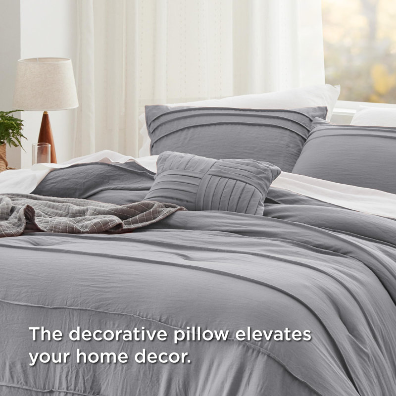 Bedsure Pinch Pleat Comforter Set Boho Bed-in-A-Bag Bedding Set with  Pillowcases for All Season, Gray