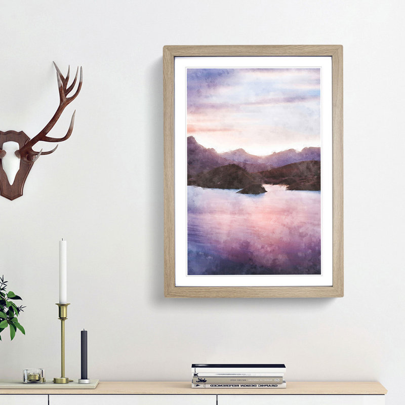 Calm Lake - Picture Frame Graphic Art Print, 87cm H x 62cm W x 2cm D, Oak Framed