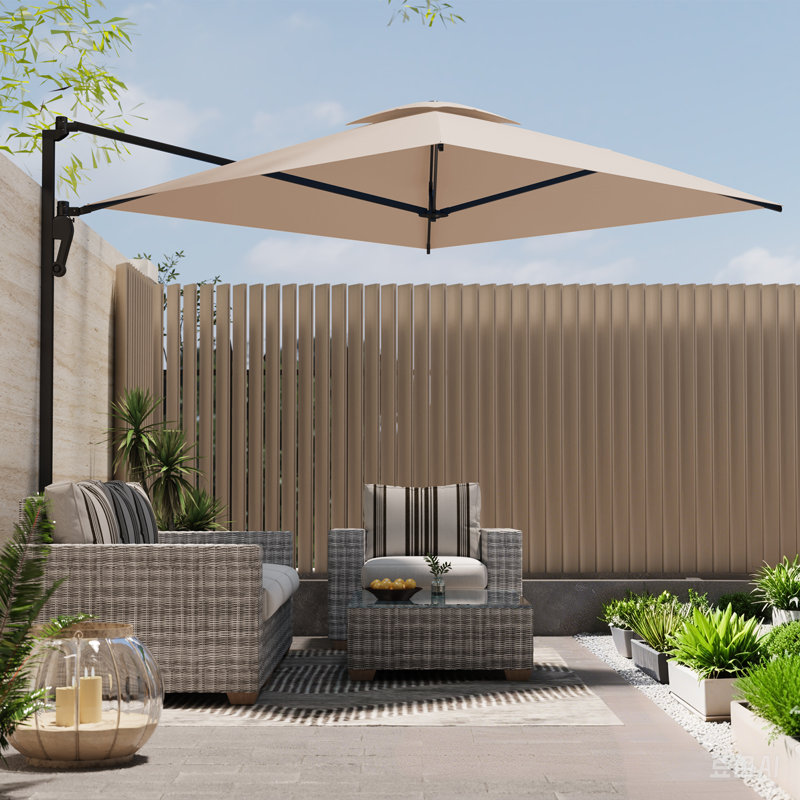 15 patio umbrella clearance 15ft Double-Sided Patio Extra Large Twin Umbrella with Base