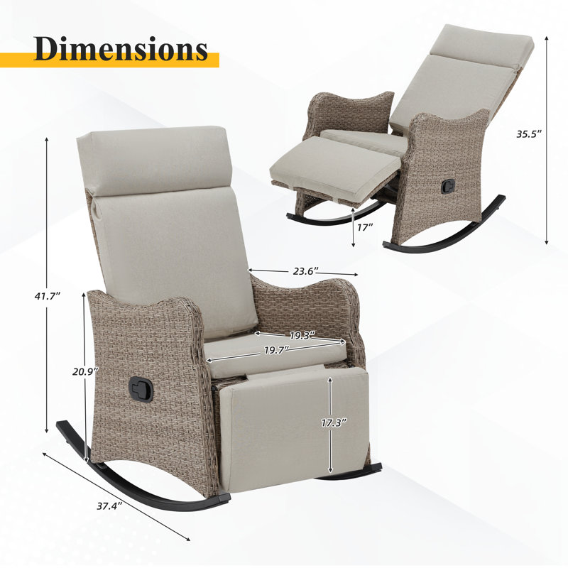 Chaise berçante d'extérieur en osier Edina, Beige