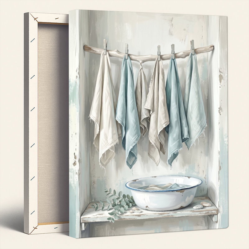 «Rustic Bath», ensemble de 1 reproduction d'art sur toile, 48"H x 36"W, Wrapped Canvas