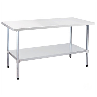 Table de travail durable en acier inoxydable de calibre 18 avec dosseret et tablette inférieure pour une utilisation efficace dans la cuisine