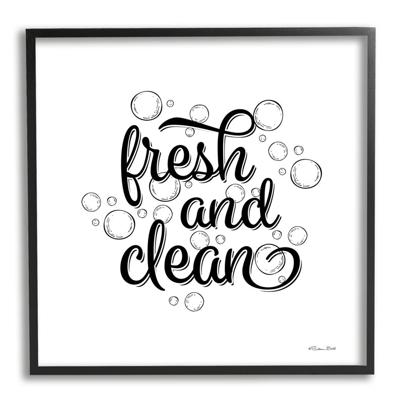 "Fresh and Clean Bathroom Bubbles" par Susan Ball - Cadre flottant, impression sur bois, Giclée encadrée noir minuit
