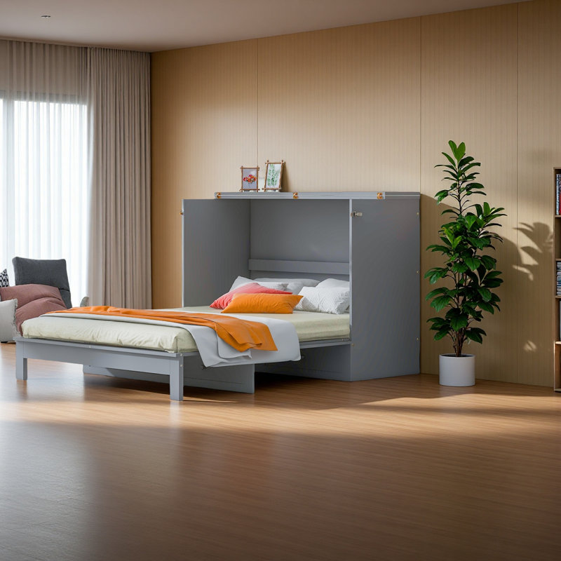 Lit escamotable avec grands tiroirs Murphy, Lit double , Gris