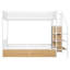 Lit superposé simple au-dessus d'un lit double en métal avec tiroir et échelle de rangement latérale et garde-robe