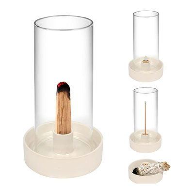 Porte-encens en céramique avec couvercle en verre
