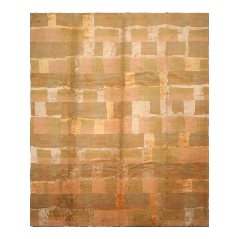 Tapis traditionnel tibétain en laine noué à la main rose 9 pi 9 po x 13 pi 10 po