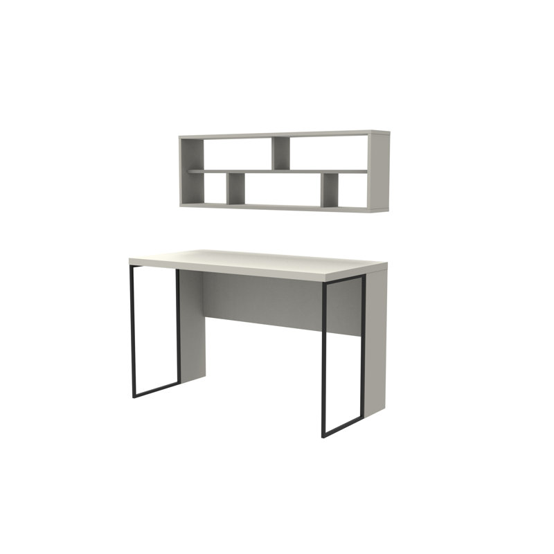 Traudel Writing Desk With Wall Shelf, White