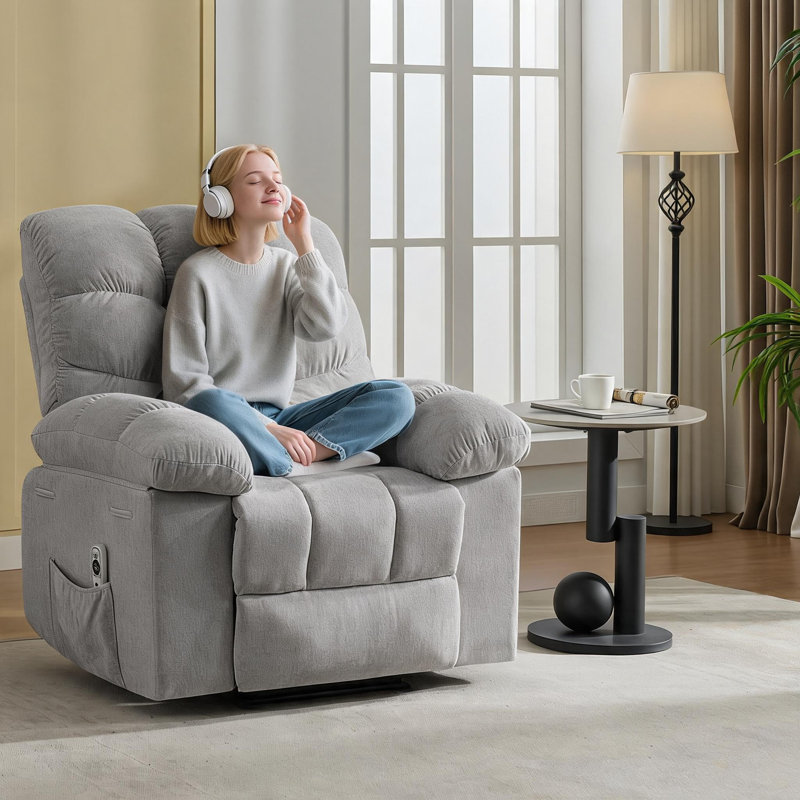 Fauteuil inclinable et pivotant surdimensionné à 360 °, Gris clair