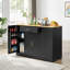 Grand îlot de cuisine avec armoire de rangement pour poubelle, table pour îlot avec tiroir et tablettes réglables, meuble-bar pour poubelle de 13 gallons-30517147