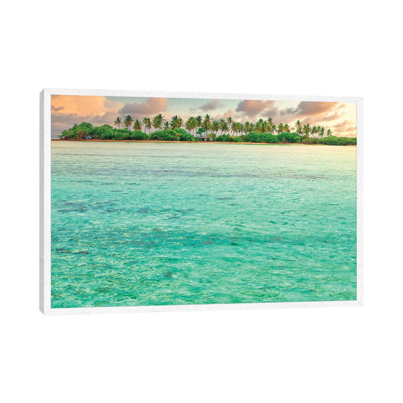 Paradise Sunset by Mark Paulda - Print on Canvas, 45.72cm H x 66.04cm W x 3.81cm D, White Floater Framed